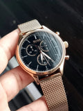 Hugo Boss Companion Quartz Black Dial Rose Gold Mesh Bracelet Watch For Men - HB1513548 Authentic Buy Shop Now