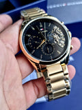 Tommy Hilfiger Baker Chronograph Black Dial Gold Steel Strap Watch for Men - 1710447 Authentic Buy Shop Now