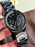Michael Kors Brecken Chronograph Black Dial Black Steel Strap Watch For Men - MK8482 Authentic Buy Shop Now