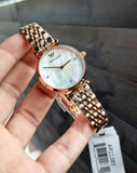 Emporio Armani Gianni T Bar Quartz Mother of Pearl Dial Rose Gold Steel Strap Watch For Women - AR11385 Authentic Buy Shop Now