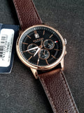 Tommy Hilfiger Multi Function Chronograph Black Dial Brown Leather Strap Watch for Men - 1791631 Authentic Buy Shop Now