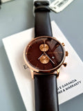 Emporio Armani Classic Chronograph Brown Dial Brown Leather Strap Watch For Men - AR0387 Authentic Buy Shop Now