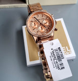 Michael Kors Ritz Chronograph Rose Gold Dial Rose Gold Steel Strap Watch For Women - MK7302 Authentic Buy Shop Now