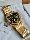 Versace Greca Chronograph Black Dial Gold Steel Strap Watch For Men - VEZ900421 Authentic Buy Shop Now