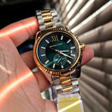 Michael Kors Lexington Quartz Green Dial Two Tone Steel Strap Watch For Men - MK9063 Authentic Buy Shop Now