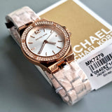 Michael Kors Lennox Three Hand Silver Dial Rose Gold Steel Strap Watch For Women - MK7279 Authentic Buy Shop Now