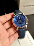 Emporio Armani Luigi Automatic Blue Dial Blue Leather Strap Watch For Men - AR60030 Authentic Buy Shop Now