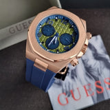 Guess Empire Analog Quartz Lime Green Dial Blue Silicon Strap Watch for Men - GW0583G3 Authentic Buy Shop Now