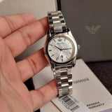 Emporio Armani Federica Mother of Pearl Dial Silver Steel Strap Watch For Women - AR11557 Authentic Buy Shop Now