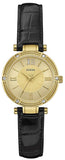 Guess Park Avenue Quartz Gold Dial Black Leather Strap Watch For Women - W0838L1 Authentic Buy Shop Now