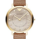Emporio Armani Kappa Quartz Mother of Pearl Taupe Dial Brown Leather Strap Watch For Men - AR11151 Authentic Buy Shop Now