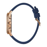 Guess Solar White Rose Gold Dial Blue Rubber Strap Watch For Women - W1135L3 Authentic Buy Shop Now