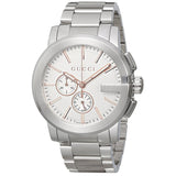 Gucci G Chrono Chronograph Silver Dial Silver Steel Strap Watch For Men - YA101201 Authentic Buy Shop Now