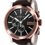 Gucci G Chrono Black Dial Brown Leather Strap Watch For Men - YA101202 Authentic Buy Shop Now