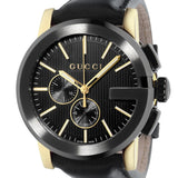 Gucci G Chrono Black Dial Black Leather Strap Watch For Men - YA101203 Authentic Buy Shop Now