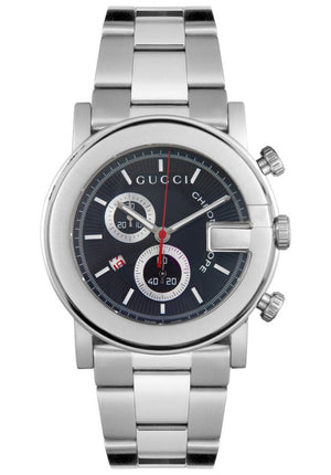 Gucci G Chrono Black Dial Silver Steel Strap Watch For Men - YA101309 Authentic Buy Shop Now