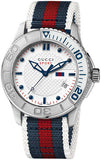 Gucci G Timeless White Dial Two Tone Nylon Strap Watch For Men - YA126231 Authentic Buy Shop Now
