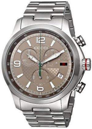 Gucci G Timeless Brown Dial Silver Steel Strap Watch For Men - YA126248 Authentic Buy Shop Now