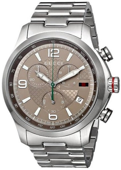 Gucci G Timeless Brown Dial Silver Steel Strap Watch For Men - YA126248 Authentic Buy Shop Now