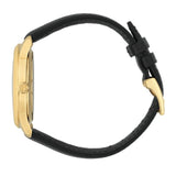 Gucci Eryx Automatic Chevron Gold Dial Black Leather Strap Watch For Men - YA126340 Authentic Buy Shop Now