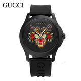 Gucci G Timeless Cat Motif Black Dial Black Leather Strap Unisex Watch - YA1264021 Authentic Buy Shop Now