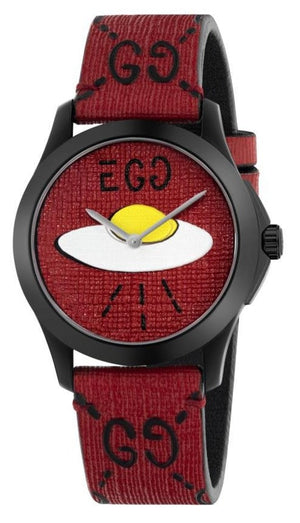 Gucci G Timeless Ghost Red Dial Red Leather Strap Watch For Men - YA1264023 Authentic Buy Shop Now