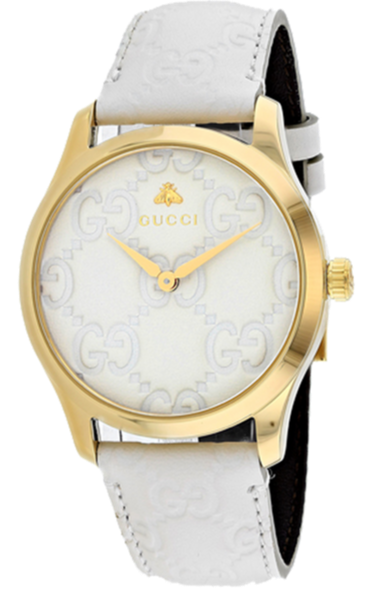 Gucci G Timeless Quartz White Dial White Leather Strap Watch For Women - YA1264033A Authentic Buy Shop Now