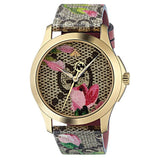 Gucci G Timeless Floral Brown Dial Brown Leather Strap Watch For Women - YA1264038 Authentic Buy Shop Now