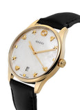 Gucci G-Timeless Mother of Pearl Dial Black Leather Strap Watch For Women - YA1264044 Authentic Buy Shop Now