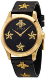 Gucci G Timeless Bee Motif Black Dial Black Leather Strap Watch For Women - YA1264055 Authentic Buy Shop Now