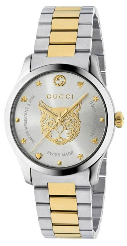 Gucci G Timeless Silver Dial Two Tone Steel Strap Watch For Women - YA1264074 Authentic Buy Shop Now