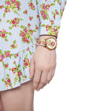 Gucci G Timeless Floral Gold Dial White Leather Strap Watch For Women - YA1264084 Authentic Buy Shop Now
