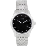 Gucci G Timeless Diamonds Black Dial Silver Steel Strap Watch For Women - YA126408 Authentic Buy Shop Now