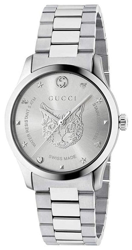 Gucci G Timeless Silver Dial Silver Steel Strap Watch For Women - YA1264095 Authentic Buy Shop Now
