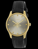 Gucci G Timeless Quartz Silver Dial Black Leather Strap Watch For Women - YA1264181 Authentic Buy Shop Now