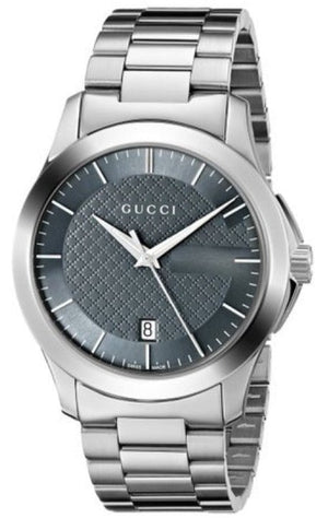 Gucci G Timeless Grey Dial Silver Steel Strap Watch For Men - YA126441 Authentic Buy Shop Now