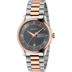 Gucci G Timeless Grey Dial Two Tone Steel Strap Watch For Men - YA126446 Authentic Buy Shop Now