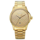 Gucci G Timeless Gold Dial Gold Steel Strap Unisex Watch - YA126461 Authentic Buy Shop Now