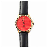 Gucci G Timeless Coral Red Dial Black Leather Strap Watch For Men - YA126464 Authentic Buy Shop Now