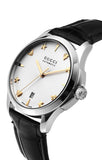 Gucci G Timeless Automatic Silver Dial Black Leather Strap Unisex Watch - YA126468 Authentic Buy Shop Now