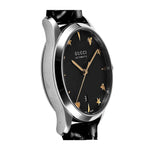 Gucci G Timeless Automatic Black Dial Black Leather Strap Watch For Women - YA126469 Authentic Buy Shop Now