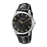 Gucci G Timeless Automatic Black Dial Black Leather Strap Watch For Women - YA126469 Authentic Buy Shop Now