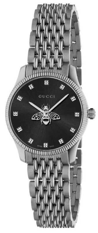 Gucci G Timeless Quartz Black Dial Silver Steel Strap Watch For Women - YA1265020 Authentic Buy Shop Now