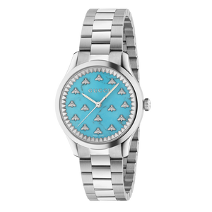 Gucci G Timeless Quartz Turquoise Dial Silver Steel Strap Unisex Watch - YA1265044 Authentic Buy Shop Now