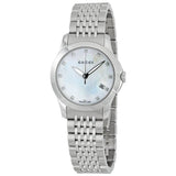 Gucci G Timeless Diamonds Mother of Pearl Dial Silver Steel Strap Watch For Women - YA126504 Authentic Buy Shop Now