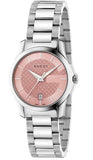 Gucci G Timeless Pink Dial Silver Steel Strap Watch For Women - YA126524 Authentic Buy Shop Now
