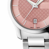 Gucci G Timeless Pink Dial Silver Steel Strap Watch For Women - YA126524 Authentic Buy Shop Now