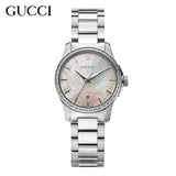 Gucci G Timeless Mother of Pearl Dial Silver Steel Strap Watch For Women - YA126543 Authentic Buy Shop Now