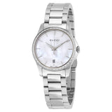 Gucci G Timeless Mother of Pearl Dial Silver Steel Strap Watch For Women - YA126543 Authentic Buy Shop Now
