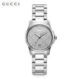 Gucci G Timeless Silver Dial Silver Steel Strap Watch For Women - YA126551 Authentic Buy Shop Now